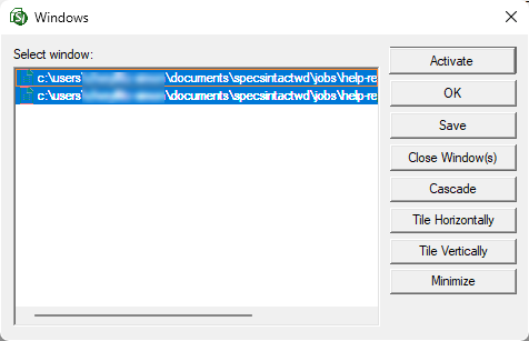SI Editor Window Menu - Windows