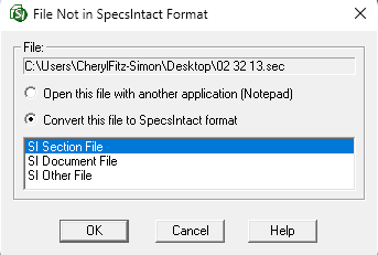 SI Editor's File Not In SpecsIntact Format Dialog Illustration Editor's File Not In SpecsIntact Format Dialog