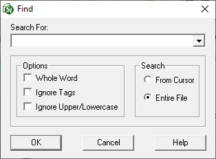 SI Editor's Find Dialog Box Illustration SI Editor's Find Dialog Box