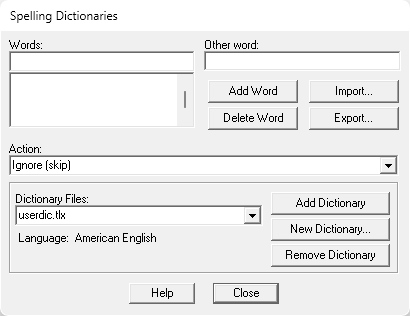 SI Editor's Tools Menu - Spell Check: Dictionaries Illustration SI Editor's Tools Menu - Spell Check: Dictionaries