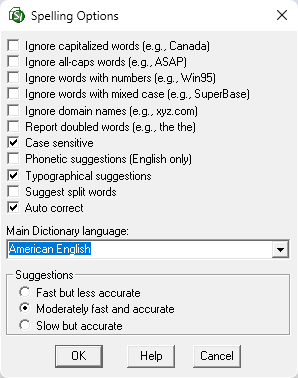 SI Editor's Tools Menu - Check Spelling: Options Illustration SI Editor's Tools Menu - Check Spelling: Options