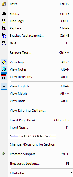 Illustration SI Editor's Right-Click Menu When No Text Is Selected