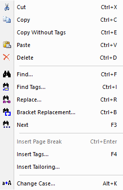 Illustration SI Editor's Right-Click Menu When Text Is Selected
