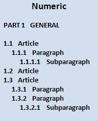Example Numeric Paragraph Numbering Illustration Example Numeric Paragraph Numbering