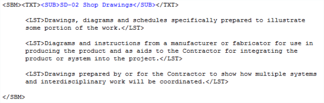 Illustration of Submittal Procedures Section Submittal Formatting
