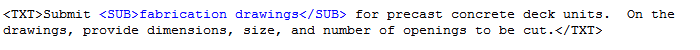 Illustration of Submittal Item Within Section Text