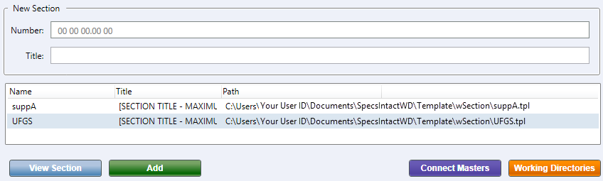 SI Explorer's File Menu - Add Sections: Templates Tab - New Section Illustration SI Explorer's File Menu - Add Sections: Templates Tab - New Section