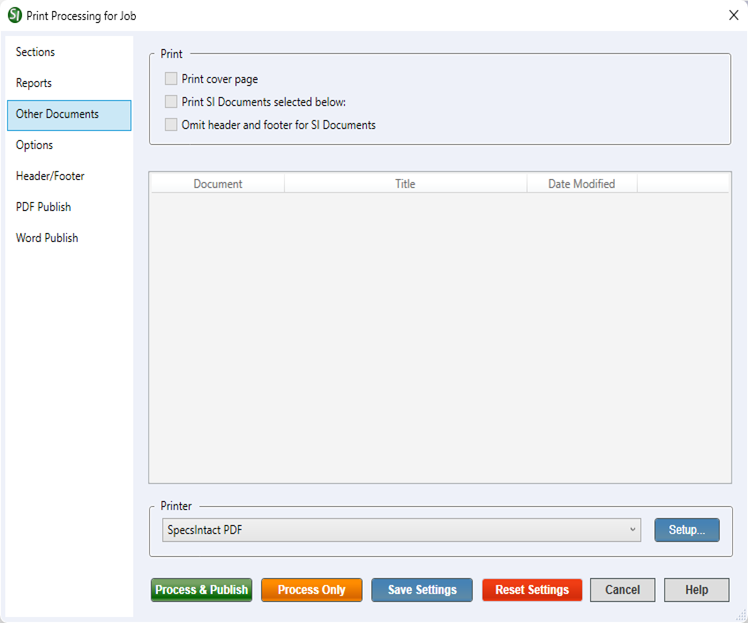 SI Explorer File Menu - Process & Print/Publish: Other Documents