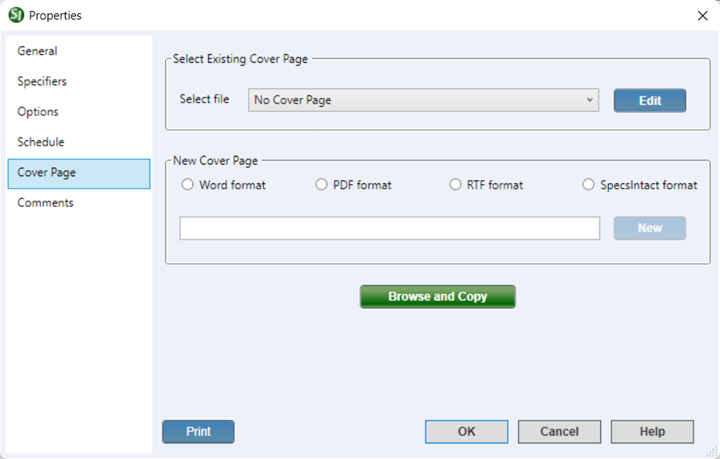 SI Explorer's File Menu - Properties: Cover Page Tab Illustration SI Explorer's File Menu - Properties: Cover Page Tab
