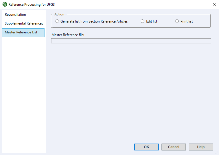 Illustration SI Explorer's Process Menu - Reference Procesiing: Master Reference List