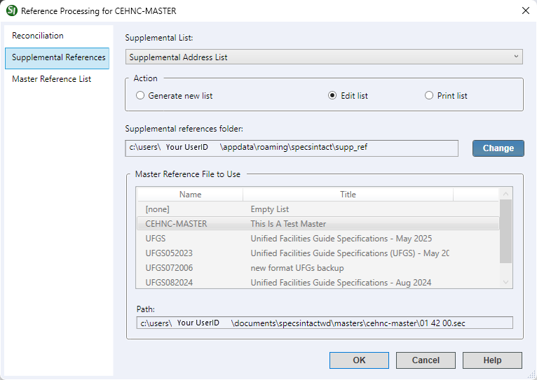 Illustration SI Explorer's Process Menu - Reference Processing:  Supplemental Reference List