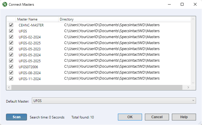 Setup Menu - Connect Masters Illustration of the Setup Menu - Connect Masters Window