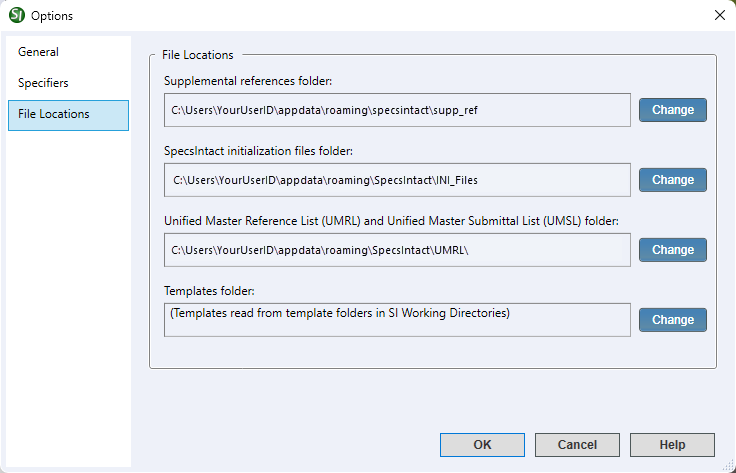 SI Explorer's Setup Menu - Options: File Locations Tab Illustration SI Explorer's Setup Menu - Options: File Locations Tab