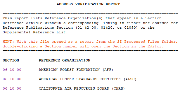 Illustration SI Explorer's File Menu - Process and Print/Publish: Reports - Address Verification Report